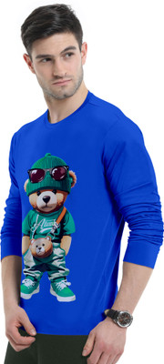 Triptee Printed Men Round Neck Blue T-Shirt