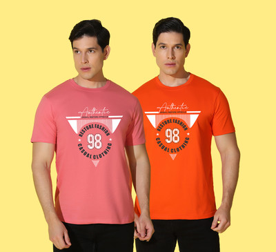 WOOSTRO Printed Men Round Neck Multicolor T-Shirt