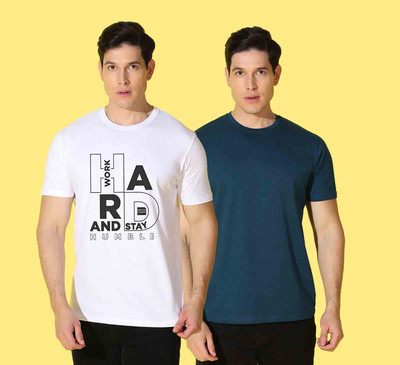 WOOSTRO Printed, Solid Men Crew Neck Multicolor T-Shirt