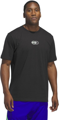 ADIDAS Graphic Print Men Crew Neck Black T-Shirt