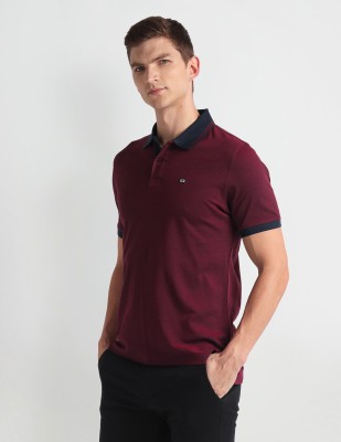 Arrow Sport Solid Men Polo Neck Red T-Shirt