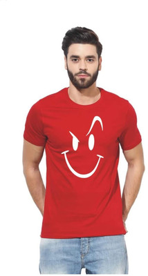StyleCruw Printed Men Round Neck Red T-Shirt