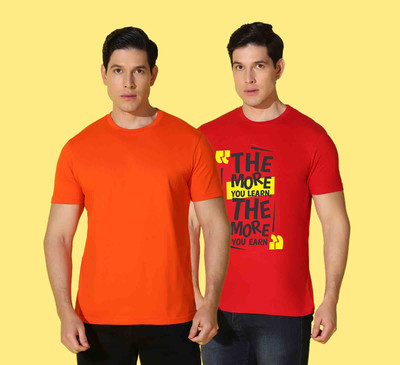 WOOSTRO Solid Men Round Neck Multicolor T-Shirt