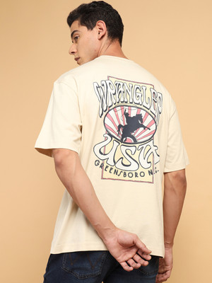 Wrangler Graphic Print Men Crew Neck Beige T-Shirt
