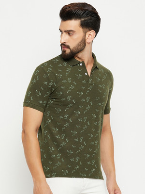 GETGOLF Printed Men Polo Neck Dark Green T-Shirt