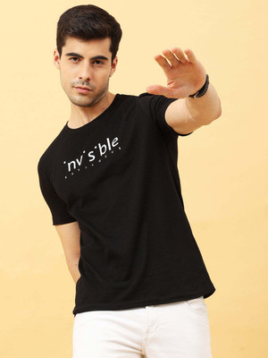 Estilocus Solid Men Round Neck Black T-Shirt
