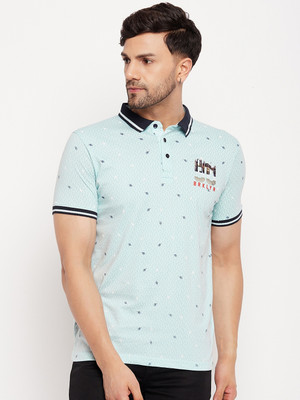 DUKE Graphic Print, Geometric Print Men Polo Neck Blue T-Shirt