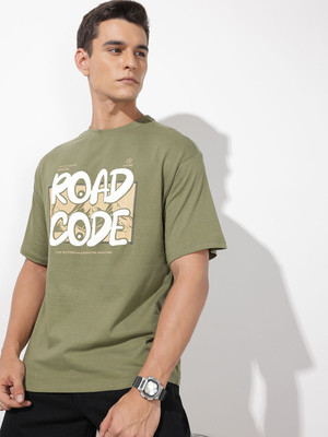 Roadster Printed Men Round Neck Green T-Shirt