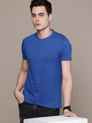 Moda Rapido Solid Men Round Neck Blue T-Shirt