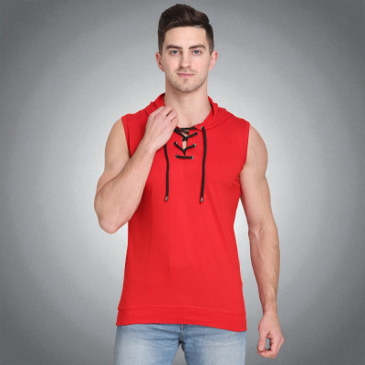 Faricon Trend Solid Men Round Neck Red T-Shirt