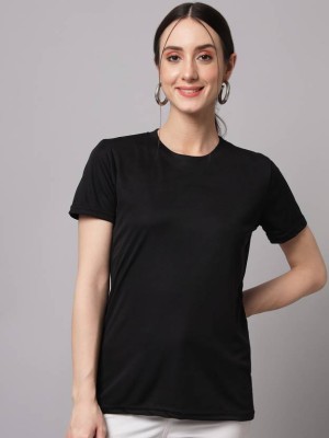 Bhadawar creations Solid Women Round Neck Black T-Shirt