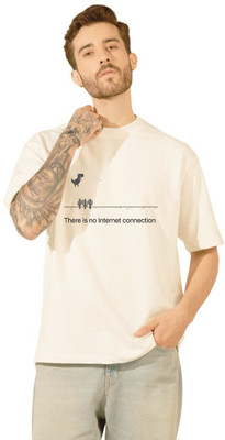 The Funny Store Graphic Print Men Crew Neck Reversible White T-Shirt