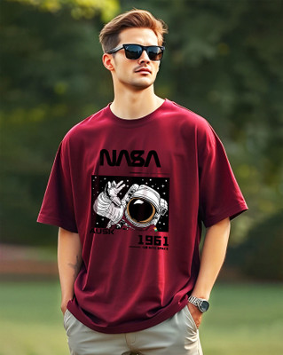 AUSK Printed Men Round Neck Maroon T-Shirt