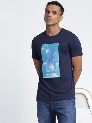 LEE Printed Men Round Neck Blue T-Shirt