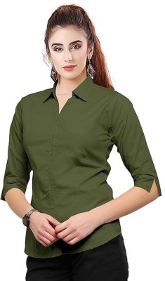 sneha Self Design Women V Neck Green T-Shirt