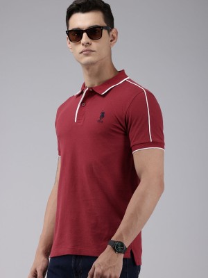 U.S. POLO ASSN. Solid Men Polo Neck Maroon T-Shirt