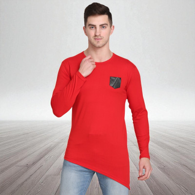 Faricon Trending Solid Men Round Neck Red T-Shirt