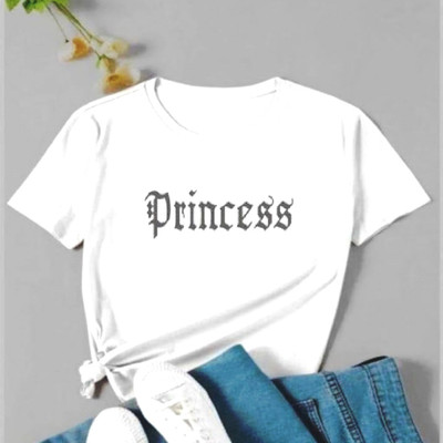 EJIS Typography Women Round Neck White T-Shirt