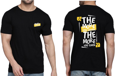 WOOSTRO Printed, Typography Men Round Neck Black T-Shirt
