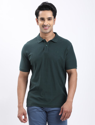 INDIAN TERRAIN Solid Men Polo Neck Dark Green T-Shirt