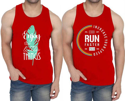 WOOSTRO Printed Men Scoop Neck Red T-Shirt