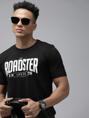 Roadster Graphic Print, Typography Men Round Neck Black T-Shirt