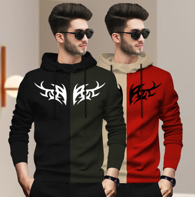 BLIVE Printed Men Hooded Neck Multicolor T-Shirt