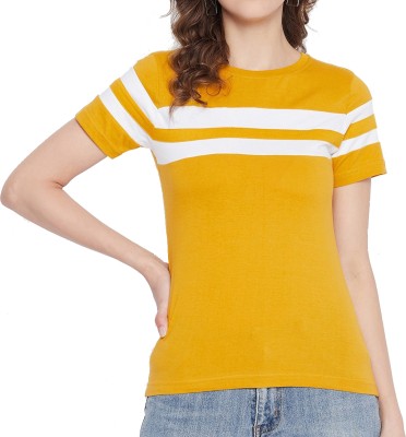 Subzero Fashion Self Design Women Round Neck Yellow T-Shirt