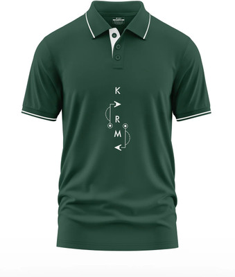 Warriorworld Printed Men Polo Neck Green T-Shirt