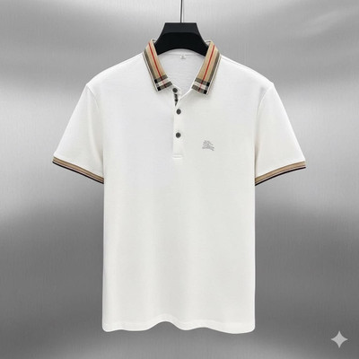 GLANZY Checkered Men Polo Neck Blue T-Shirt