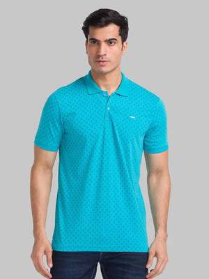 PARK AVENUE Printed Men Polo Neck Blue T-Shirt