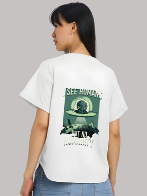 SZN Graphic Print Women Round Neck White T-Shirt
