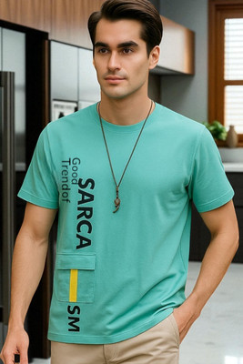 FASHIUM Printed Men Round Neck Light Green T-Shirt