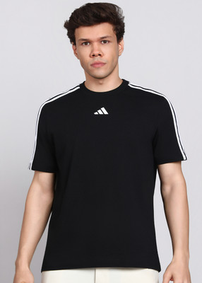 ADIDAS Solid Men Round Neck Black T-Shirt