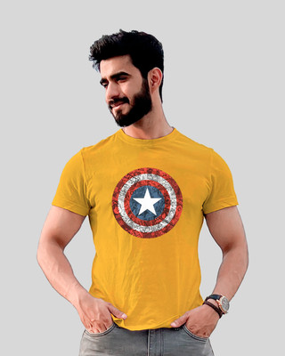 Jack Paris Printed Men Round Neck Yellow T-Shirt