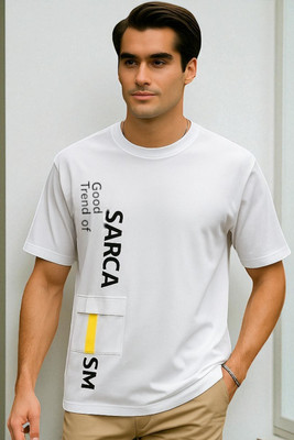 FAOES Printed Men Round Neck White T-Shirt