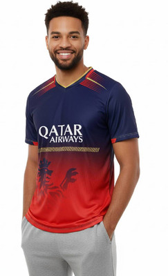 Smv Printed Men V Neck Red T-Shirt