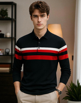 Autna Printed Men Polo Neck Black T-Shirt