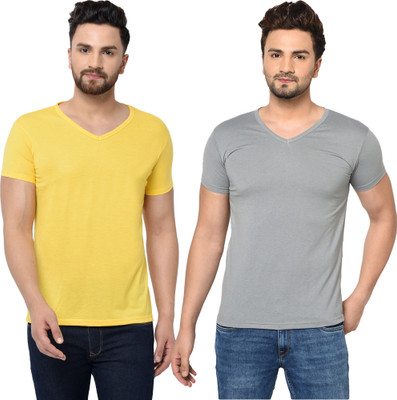Adorbs Trend Solid Men V Neck Multicolor T-Shirt