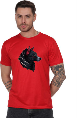 Gargelectronics Graphic Print Men Round Neck Red T-Shirt