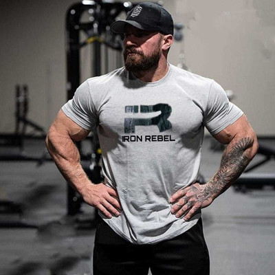 SPOWEARY Printed Men Round Neck Grey T-Shirt