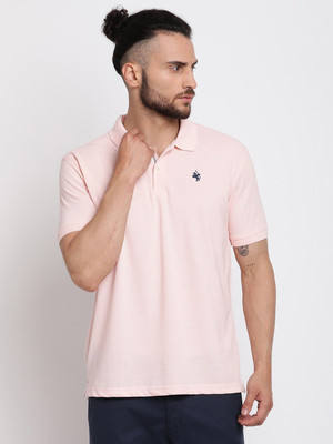 CANTABIL Solid Men Polo Neck Pink T-Shirt