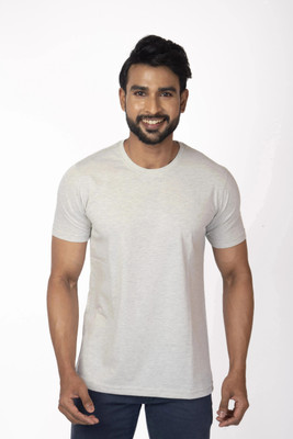 Vital Solid Men Round Neck Grey T-Shirt
