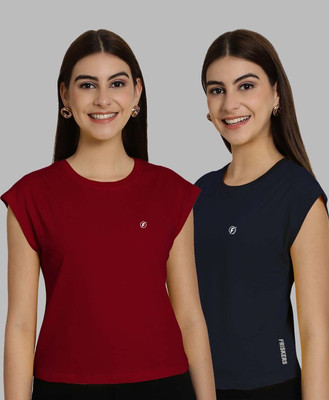 HouseOfCommon Solid Women Round Neck Multicolor T-Shirt