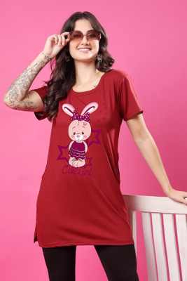 CORSICA Graphic Print Women Round Neck Maroon T-Shirt