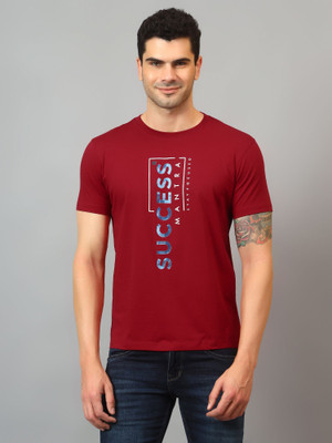 CANTABIL Printed Men Round Neck Red T-Shirt