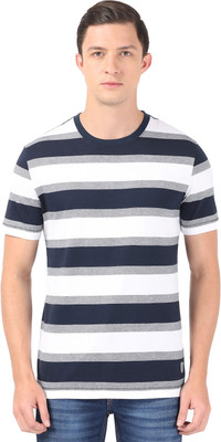 JOCKEY Striped Men Round Neck White T-Shirt