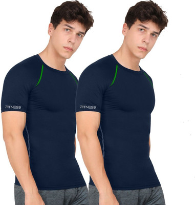 Sportinger Self Design Men Round Neck Blue T-Shirt