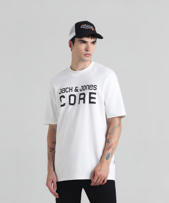 JACK & JONES Typography Men Round Neck White T-Shirt