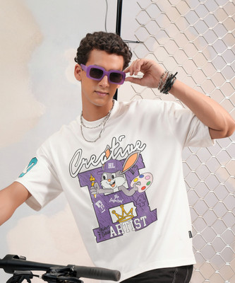 HIGHLANDER Printed, Typography Men Round Neck White T-Shirt